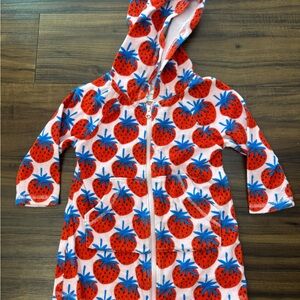 Hanna Andersson Strawberry Towel Terry Hooded Cover Up Dress Size 3T